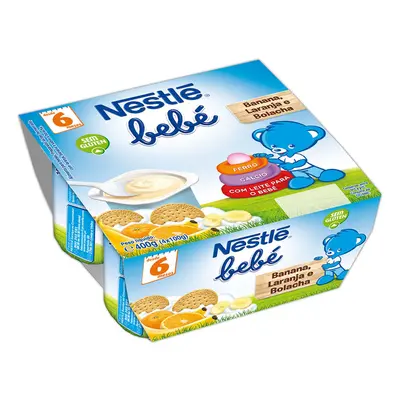 Infantil Nestlé Bebé Banana Laranja E Bolacha 4x100g