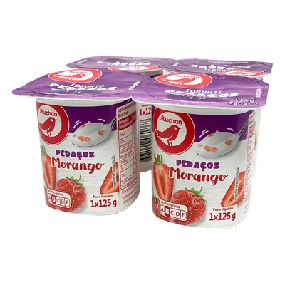 Iogurte Auchan Pedacos Morango 4x125g