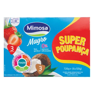 Iogurte Mimosa Aroma Magro Morango E Côco Leve 6 Pague 4 6x120g