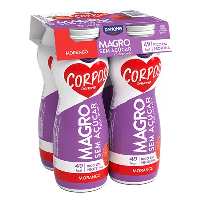 Iogurte Corpos Danone Magro Líquido Morango 4x155g