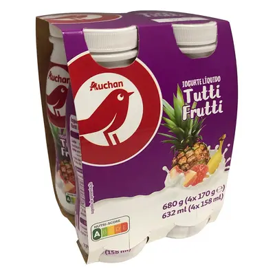 Iogurte Auchan Líquido Tutti Frutti 4x170g