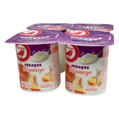 Iogurte Auchan Pedaços Pêssego 4x125g