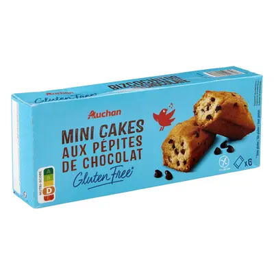 Bolos Mini Auchan Sem Gluten Com Pepitas De Chocolate 6un 230g