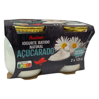 Iogurte Auchan Copo De Vidro Natural Açúcarado 2x125g