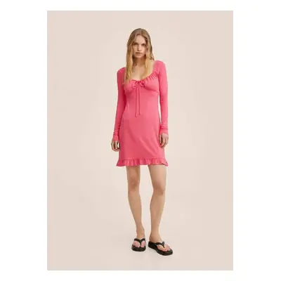 MANGO - Vestido cordão ajustável rosa - Mulher