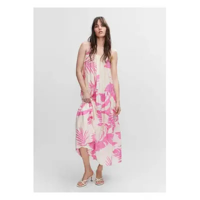 MANGO - Vestido comprido estampado rosa - Mulher