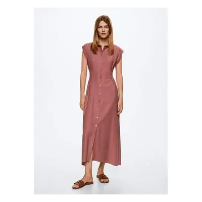 MANGO - Vestido camiseiro midi rosa - Mulher