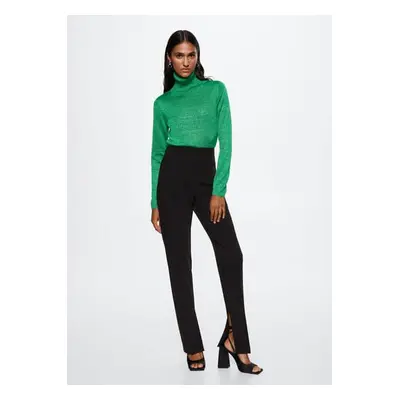 MANGO - Camisola de lurex com gola dobrada verde - Mulher