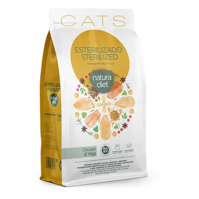 1.5 kg Natura Diet Sterilized Frango ração para gatos