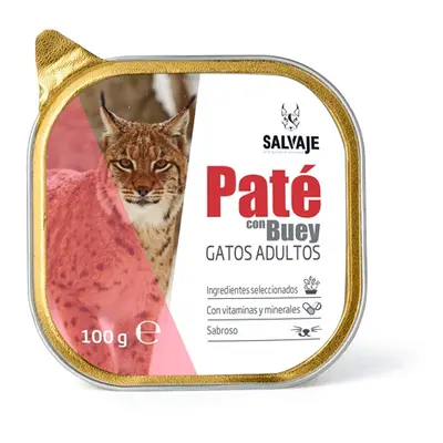 24 terrinas x 100 g Salvaje Adulto Boi em Patê terrina para gatos Pack poupança!