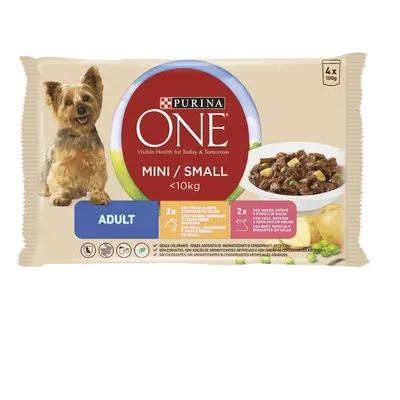 4 saquetas x 85 g Purina One Mini Adult Frango e Boi saqueta para cães