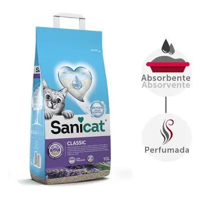 2 x 10 L Sanicat Classic Areia Absorvente Alfazema Pack poupança!