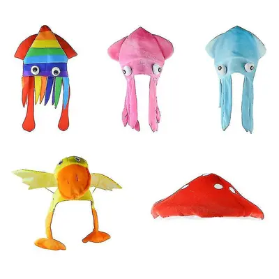 Adorável Chapéu de Polvo Multicolorido Lula Mar Animal Halloween Fantasia Festa Chapéu Vestir-se