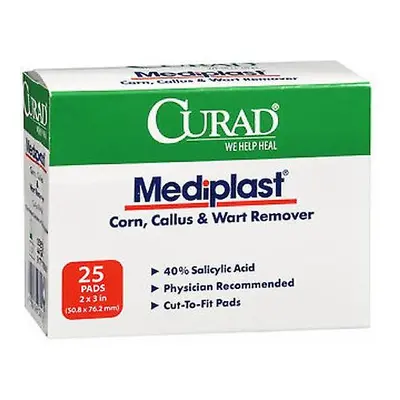 Curad Removedor de Milho Mediplast Curado & Wart, 2 polegadas x 3 polegadas, 25 Cada (Pacote de 