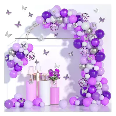 Tianzun Yaju Purple Balloon Garland Kit Lavanda Roxo Lilás Prata Branco Balões de Látex Confetti