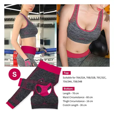 Fitness Sports Wear Mulheres Gym Suits Yoga Bra Leggings (Tamanho: S, Cor: Rosa Vermelho) rosa/v