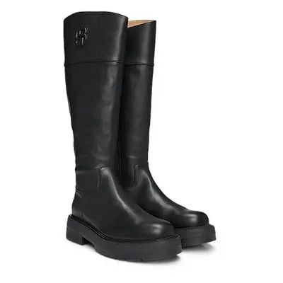 Botas de cano alto de pele com monograma Double B acolchoado