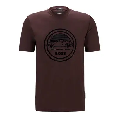 Porsche x BOSS t-shirt de algodão mercerizado com marca especial