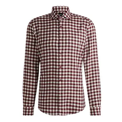 Camisa de ajuste casual em sarja xadrez