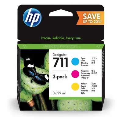 HP 711 Pack 3 Cartuchos de Tinta Original Cian/Magenta/Amarillo