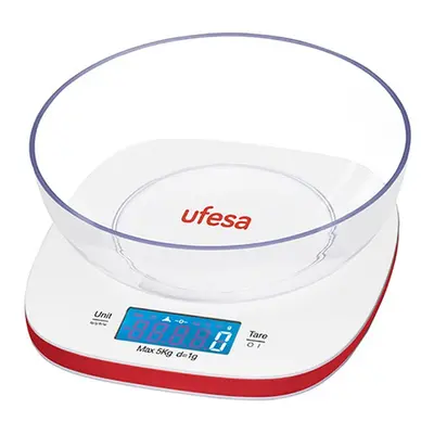 Ufesa BC1450 Balança de Cozinha Digital com Tigela Branca/Vermelha