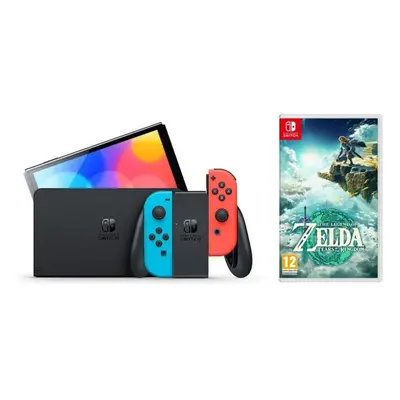 Nintendo Switch OLED Azul Néon/Vermelho Néon + The Legend of Zelda: Tears of the Kingdom Nintend