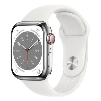 Apple Watch Series 8 GPS + Celular 41mm Caixa de Aço Inoxidável Prateada com Bracelete Desportiv