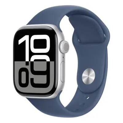 Apple Watch Series 10 GPS 42mm Alumínio Prateado com Bracelete Desportiva Azul Denim M/L