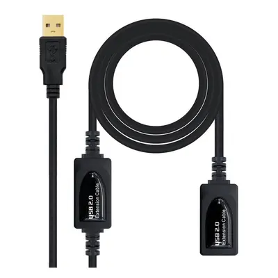 Nanocable Cable Prolongador USB 2.0 Tipo A Macho/Hembra 10m Negro