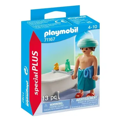 Homem Playmobil na banheira