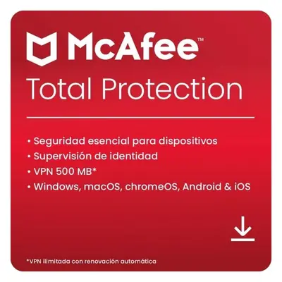 McAfee Total Protection 2024 5 Dispositivos 2 Anos PC/Mac/iOS/Android Descarga Digital