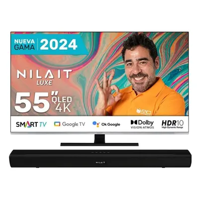 Nilait Luxe 55UC8003S 55" QLED UHD 4K Smart TV + Nilait Harmony Sound bar Barra de Som Bluetooth