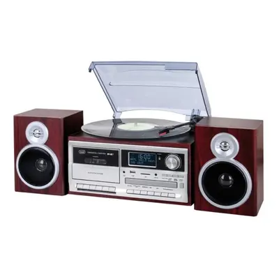 Trevi TT 1072 DAB Gira-discos Semi-automático com Tração Direta, Rádio, CD, Cassete, USB, SD, LC