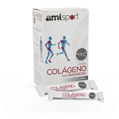 Amlsport Colágeno Con Magnesio + Vit.C Sabor Fresa 20 Sticks