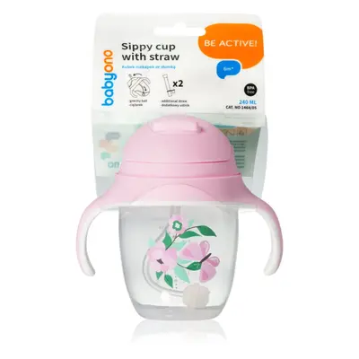 BabyOno Be Active Sippy Cup with Weighted Straw caneca para praticar com palhinha m+ Sloth