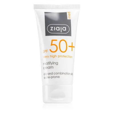 Ziaja Med Protecting UVA + UVB Protetor solar com efeito mate para o rosto. SPF 50+