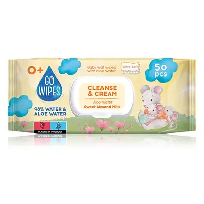 GoWipes Cleanse & Cream Sweet Almond Milk toalhitas de limpeza para crianças com aloe vera 0+