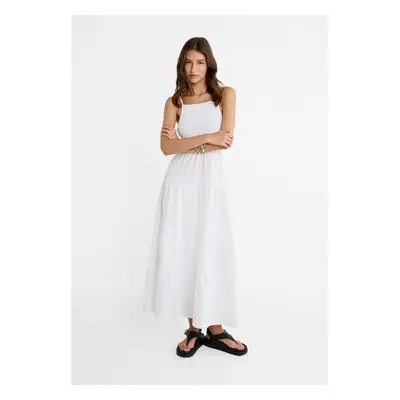 Stradivarius Vestido fluido comprido com alças Branco