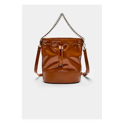 Stradivarius Mala bucket bag com corrente Camel claro