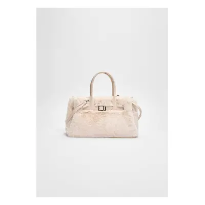 Stradivarius Mala city bag com fivela de pelo sintético Cru