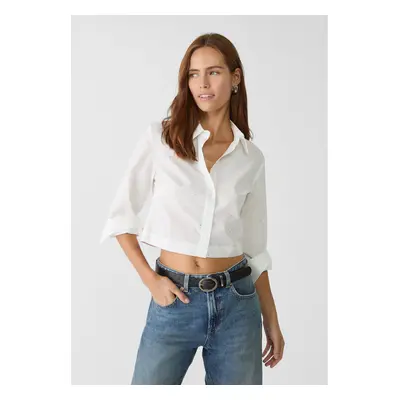 Stradivarius Camisa de popelina com brilhos Branco