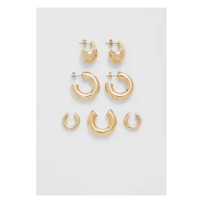 Stradivarius Conjunto de 2 pares de brincos de gotas, argola e ear cuff Ouro