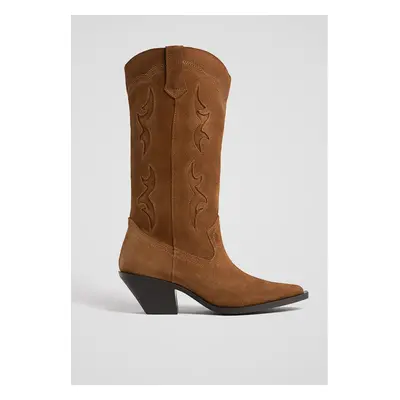 Stradivarius Botas cowboy de pele CASTANHO