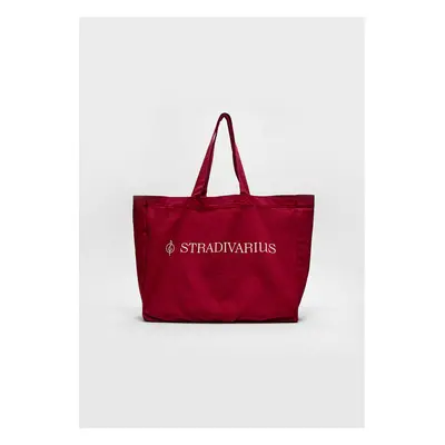 Stradivarius Mala tote bag tecido Grená