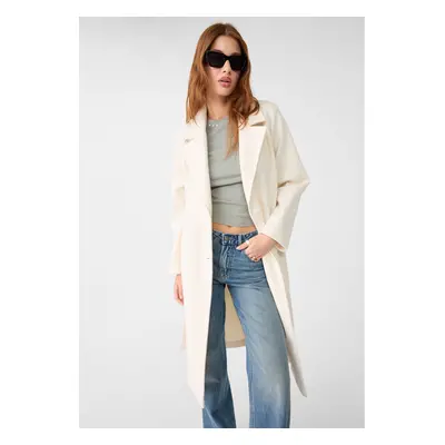 Stradivarius Sobretudo trench tato suave Branco