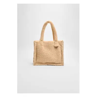 Stradivarius Mala tote com efeito de pelo encaracolado Cru