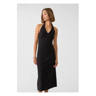 Stradivarius Vestido midi halter Preto