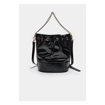 Stradivarius Mala bucket bag com corrente Preto