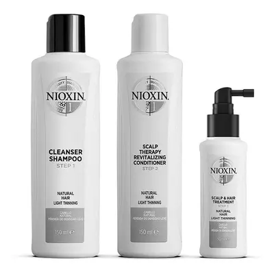 Nioxin - Sistema 1 – Kit - Tratamento Para Cabelos Naturais Com Desbaste Leve 3 Peças