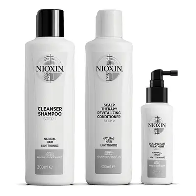 Nioxin - Sistema 1 – Kit - Tratamento Para Cabelos Naturais Com Desbaste Leve 3 Peças